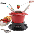 Enameled Cast iron cheese fondue set 1.6 Quart